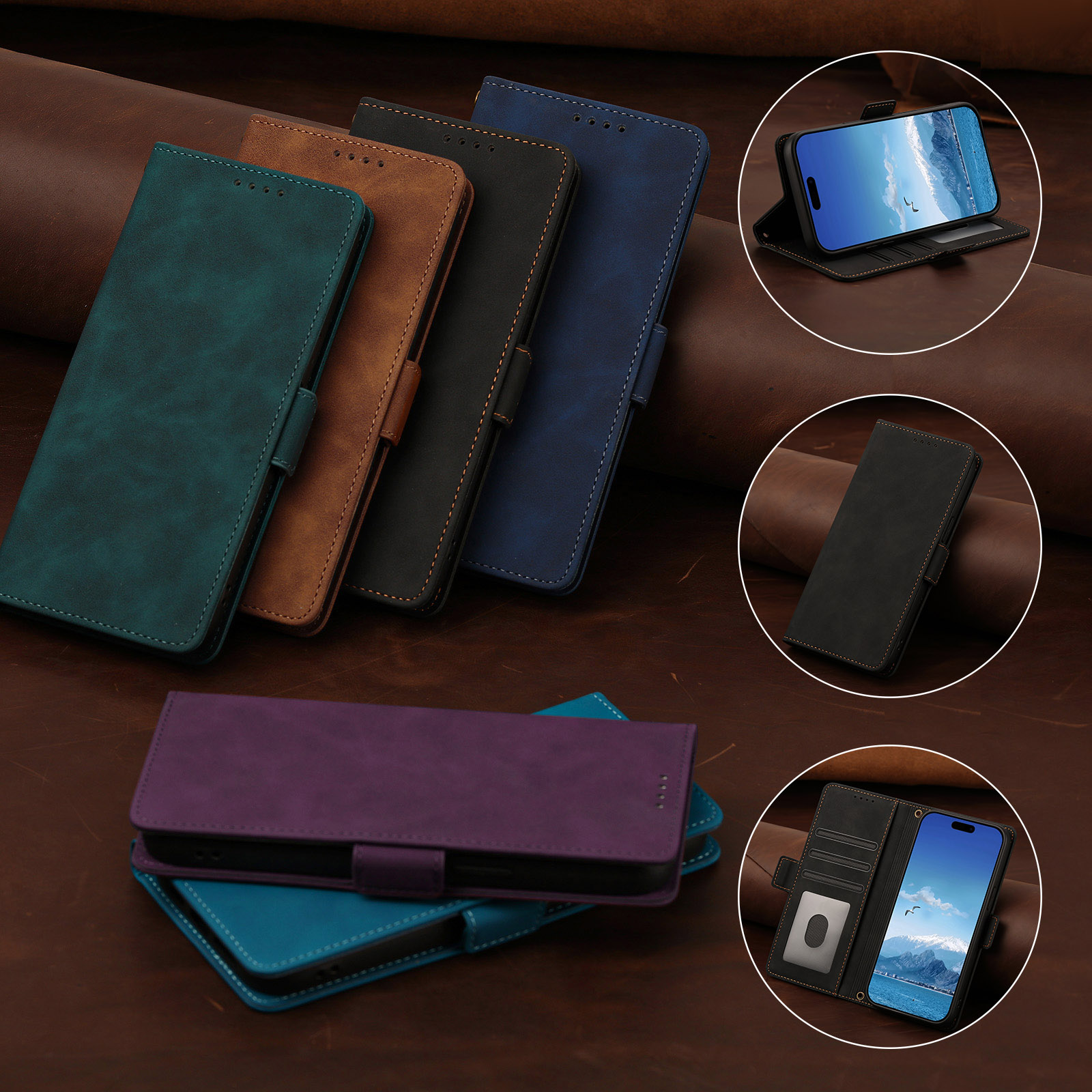 Vivo Y28 - Capa Flip de Couro Premium com