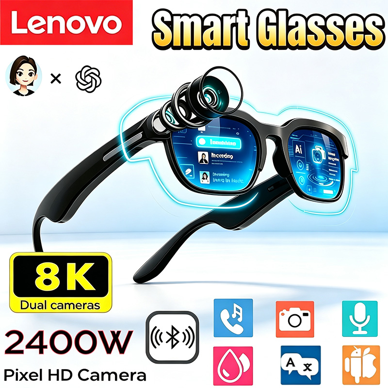 Smart Glasses Lens - Óculos Inteligentes Lenovo com Câmera 2400W,