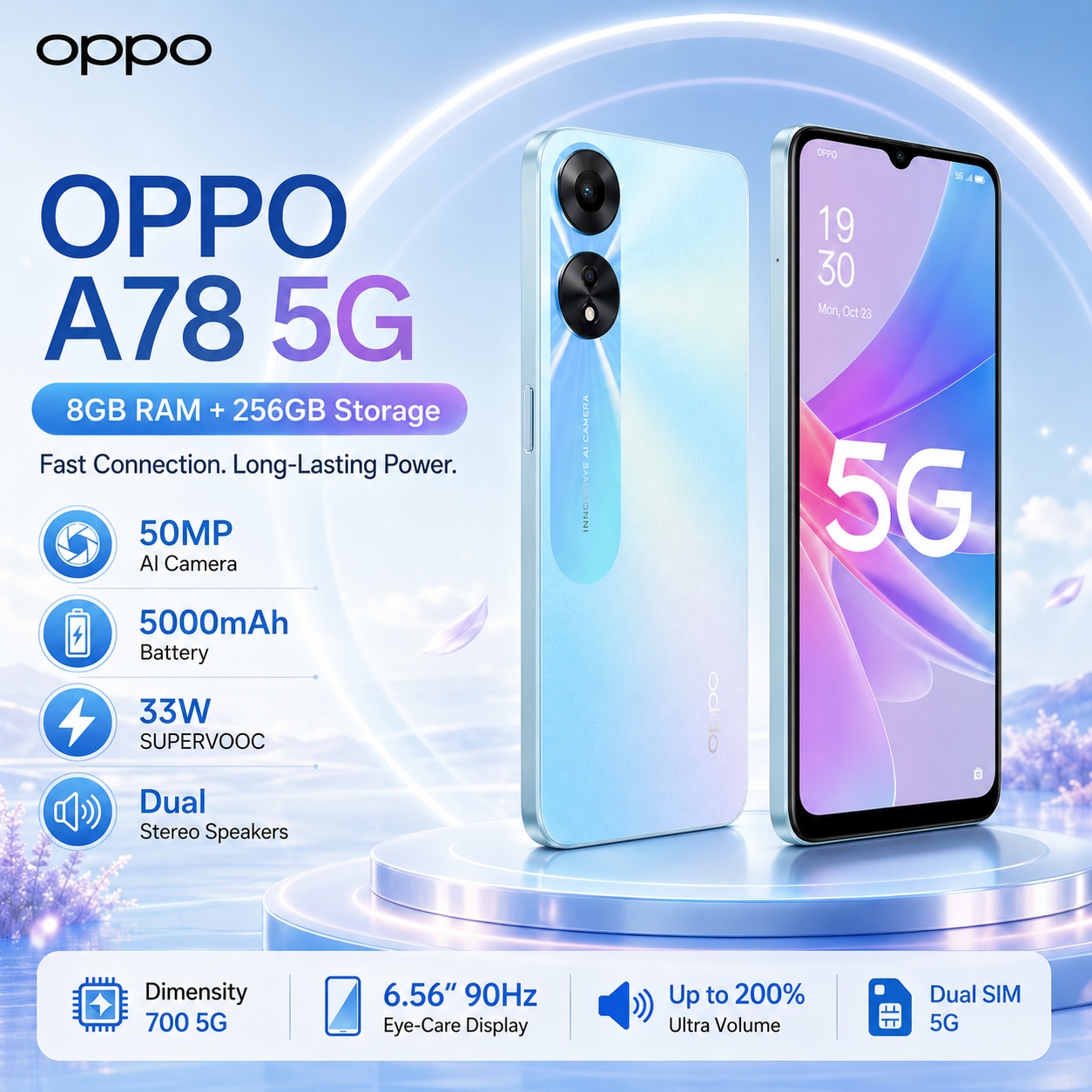 Oppo A78 - Novo OPPO A78 5G 8GB+256GB 2026,