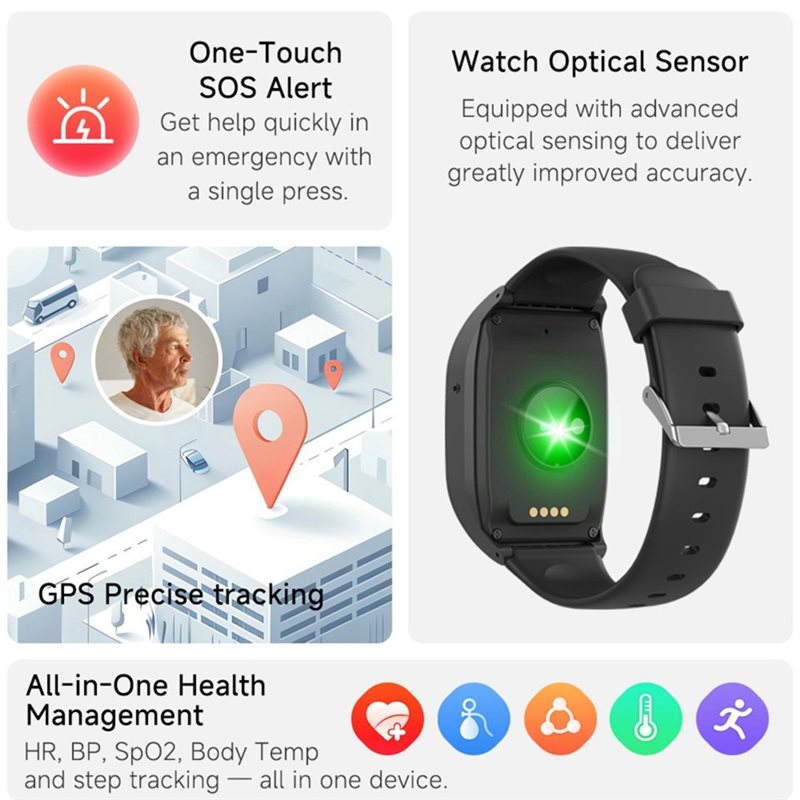 Relógio GPS 4G para Idosos com - Fall Detection Watch avaliação e preço